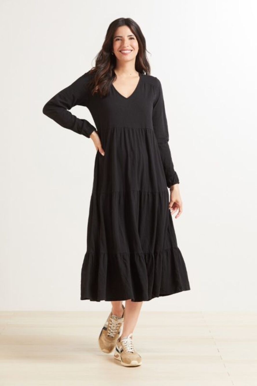Z SUPPLY NWT Evereve Bailey Tiered Dress in Black // XS